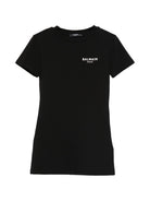 Abito per bambina Balmain Kids nero con dettaglio logo sul petto BY1D81 Z3277 930BC BALMAIN KIDS 
