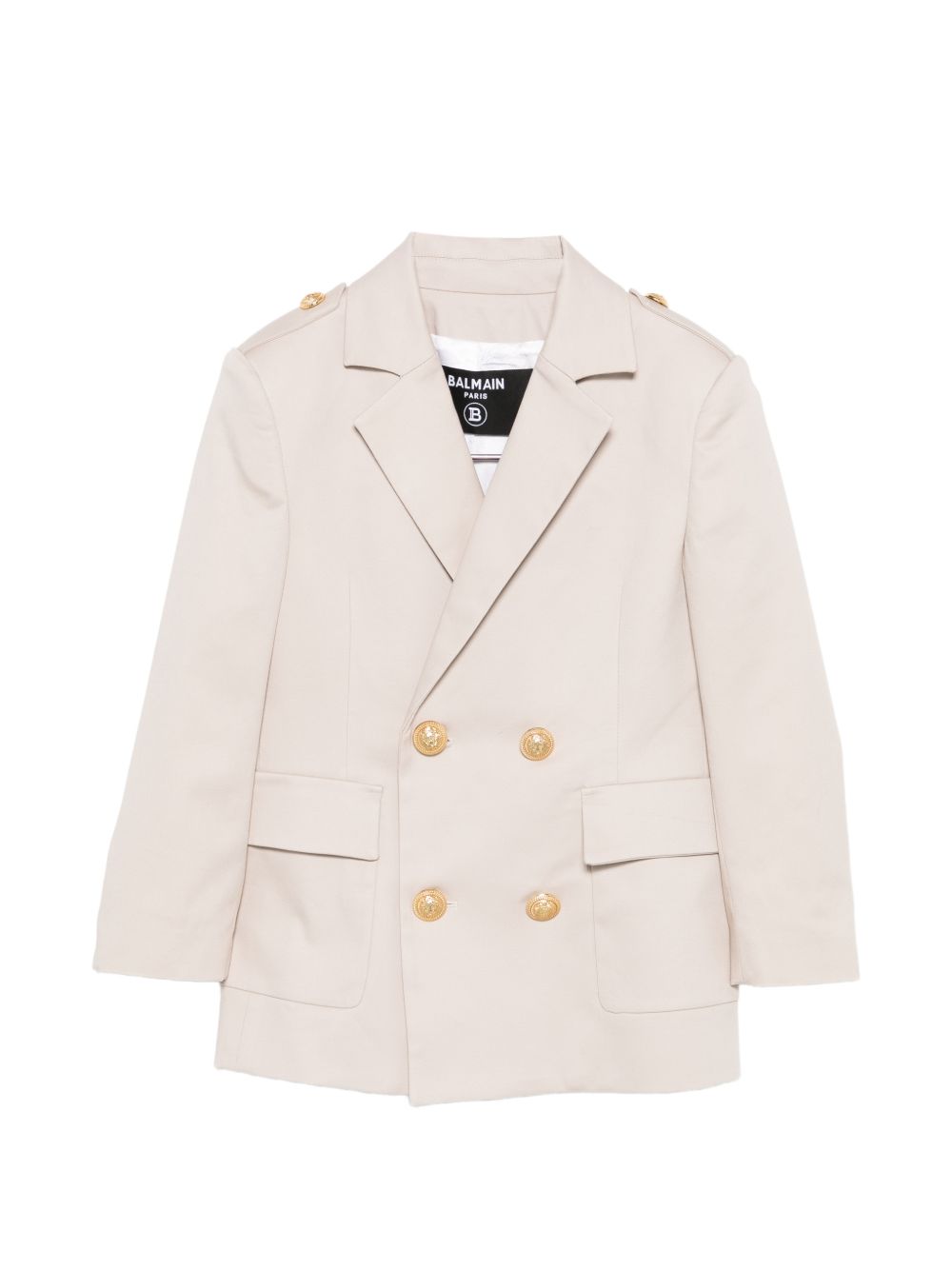 Blazer doppiopetto per bambino Balmain Kids beige con dettaglio bottoni color oro BY2P64 G0197 107 BALMAIN KIDS 