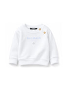 Felpa per neonato Balmain Kids bianca con bottoni BY4540 Z3183 100CE BALMAIN KIDS 