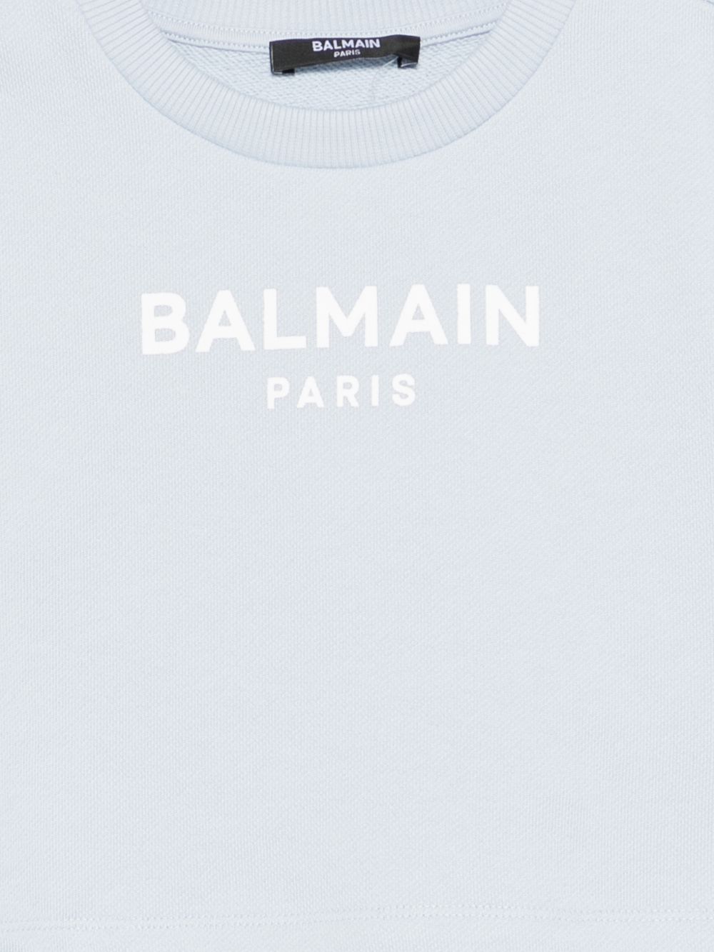 T-shirt per bambina balmain Kids azurra con stampa logo BY4A01 Z3183 685BC BALMAIN KIDS 