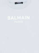 T-shirt per bambina balmain Kids azurra con stampa logo BY4A01 Z3183 685BC BALMAIN KIDS 