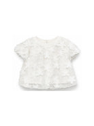 Top per bambina Balmain Kids bianco con motivo floreale BY5021 U0263 100 BALMAIN KIDS 