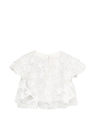 Top per bambina Balmain Kids bianco con motivo floreale BY5021 U0263 100 BALMAIN KIDS 