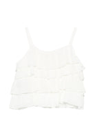 Top per bambina Balmain Kids bianco con balze BY5A52 K0282 101OR BALMAIN KIDS 