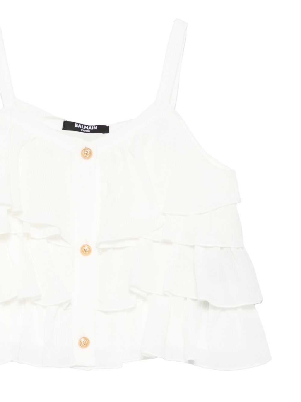 Top per bambina Balmain Kids bianco con balze BY5A52 K0282 101OR BALMAIN KIDS 