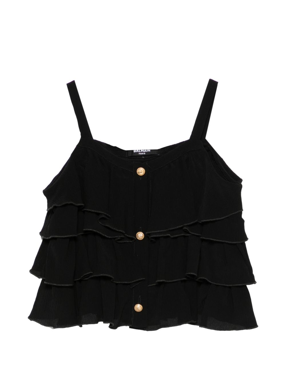 Top per bambina Balmain Kids nero con design a balze BY5A52 K0282 930OR BALMAIN KIDS 