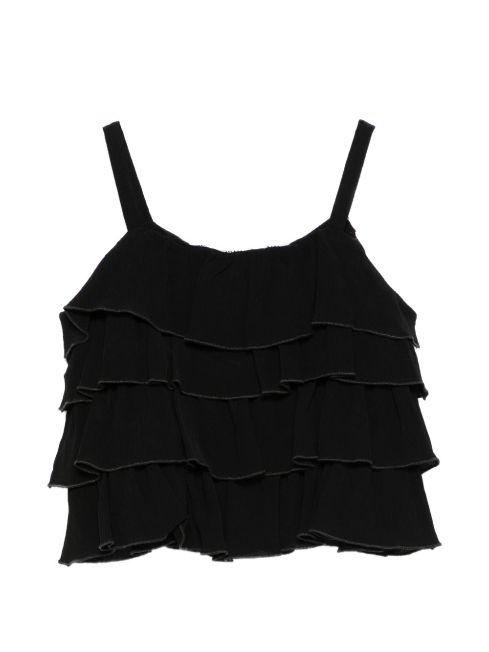 Top per bambina Balmain Kids nero con design a balze BY5A52 K0282 930OR BALMAIN KIDS 