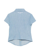 Camicia per bambino Balmain Kids azuzrra con colletto classico BY5A71 P0588 653BC BALMAIN KIDS 