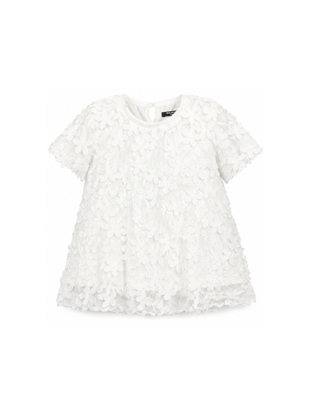 Blusa per bambina Balmain Kids bianca in pizzo a fiori BY5A81 U0263 100 BALMAIN KIDS 