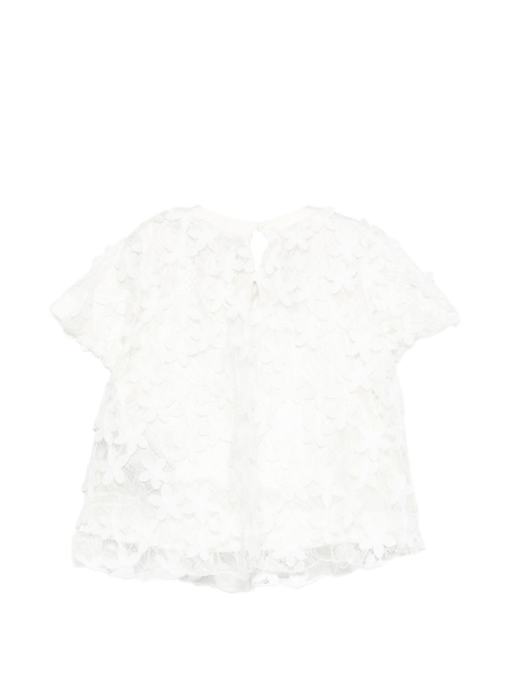 Blusa per bambina Balmain Kids bianca in pizzo a fiori BY5A81 U0263 100 BALMAIN KIDS 