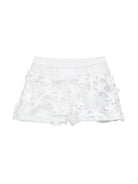 Shorts per neonata Balmain Kids bianchi con dettagli floreali BY6129 U0263 100 BALMAIN KIDS 