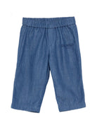 Pantaloni per neonato Balmain Kids blu con logo ricamato BY6590 P0588 625 BALMAIN KIDS 