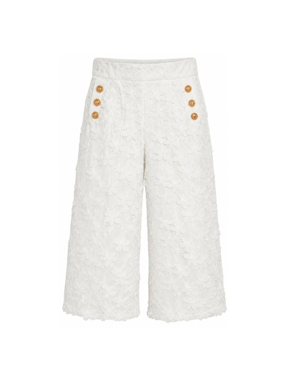 Pantaloni per bambina Balmain Kids bianco con dettaglio con bottoni BY6B80 U0263 100 BALMAIN KIDS 