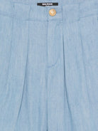 Shorts per bambino Balmain Kids azzurri con bottone color oro BY6R69 P0588 653 BALMAIN KIDS 