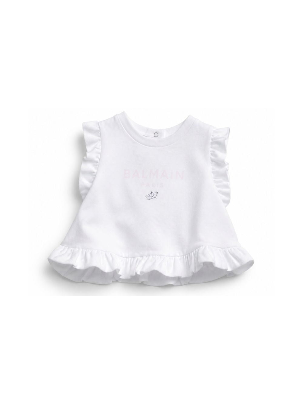 Top da neonata Balmain Kids bianco con ruches BY8032 Z3672 100RS BALMAIN KIDS 