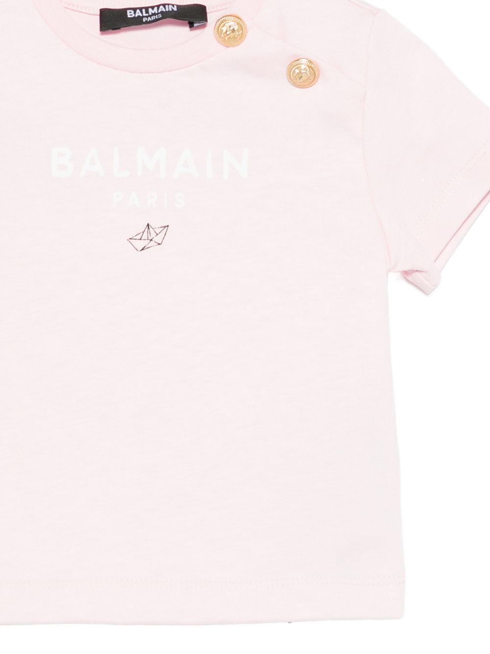 T-shirt per neonata Balmain Kids rosa con dettaglio bottoni oro BY8091 Z3672 51EBC BALMAIN KIDS 
