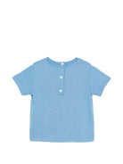 T-shirt da neonato Balmain Kids azzurro con stampa logo BY8511 Z3672 671BC BALMAIN KIDS 