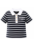 Polo per neonati Balmain Kids blu e bianco con motivo a righe BY8521 Z3657 617BC BALMAIN KIDS 