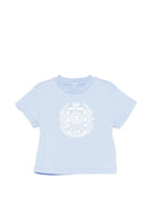 T-shirt da neonato Balmain Kids azzurrro con stampa grafica sul davanti BY8541 Z3672 652BC BALMAIN KIDS 