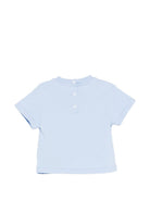 T-shirt da neonato Balmain Kids azzurrro con stampa grafica sul davanti BY8541 Z3672 652BC BALMAIN KIDS 