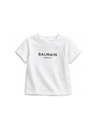 T-shirt da neonato balmain Kids bianca con stampa logo BY8631 Z3672 100NE BALMAIN KIDS 