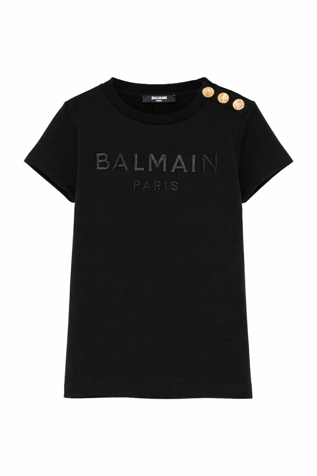 T-shirt da bambina Balmain Kids nera con bottoni BY8A21 Z3277 930NE BALMAIN KIDS 