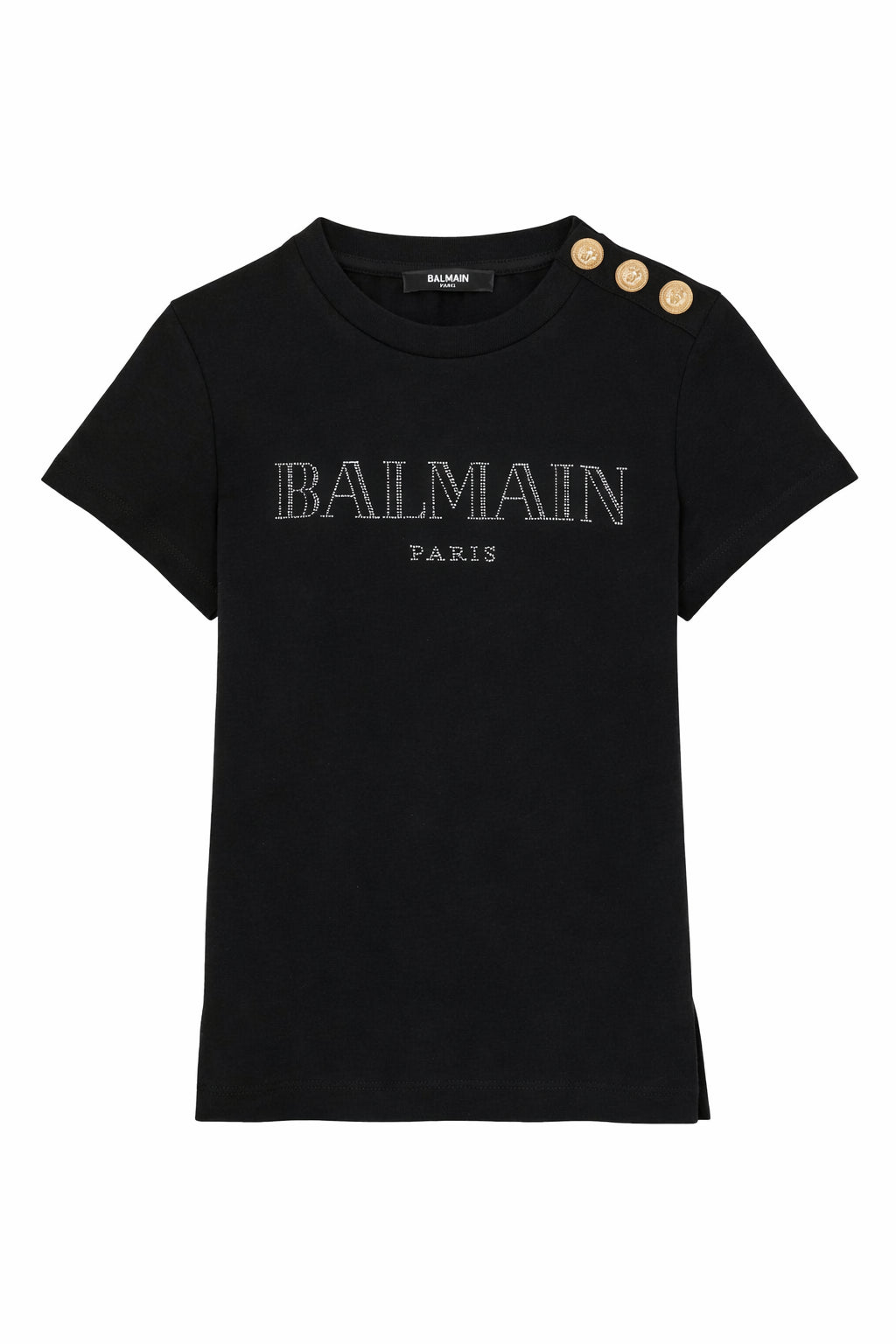 T-shirt per bambina Balmain Kids nera con dettaglio bottoni color oro BY8A51 Z3277 930 BALMAIN KIDS 