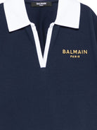 T-shirt per bambina Balmain Kids blu con scollo a V BY8B31 Z3658 617BC BALMAIN KIDS 