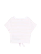 T-shirt da bambina Balmain Kids rosa con motivo a righe BY8B61 Z3657 51EBC BALMAIN KIDS 