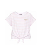 T-shirt da bambina Balmain Kids rosa con motivo a righe BY8B61 Z3657 51EBC BALMAIN KIDS 