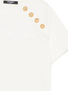 T-shirt per bambina Balmain Kids bianca con bottoni color oro sul davanti BY8P01 Z3672 102BC BALMAIN KIDS 