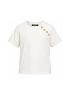 T-shirt per bambina Balmain Kids bianca con bottoni color oro sul davanti BY8P01 Z3672 102BC BALMAIN KIDS 