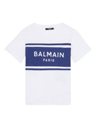 T-shirt per bambino Balmain Kids bianca con logo sul davanti BY8P11 Z3672 100BL BALMAIN KIDS 