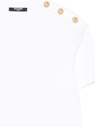 T-shirt per bambini Balmain Kids bianca con dettaglio bottoni BY8P91 Z3658 100BC BALMAIN KIDS 