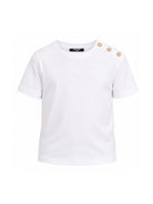 T-shirt per bambini Balmain Kids bianca con dettaglio bottoni BY8P91 Z3658 100BC BALMAIN KIDS 