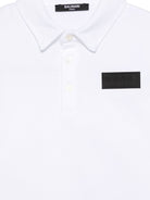 Polo per bambino Balmain Kids bianca con dettaglio sul petto BY8Q01 Z3658 100NE BALMAIN KIDS 