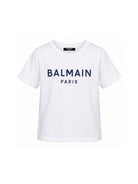 T-shirt per bambino Balmain Kids bianca con logo sul davanti BY8R11 Z3672 100BL BALMAIN KIDS 