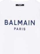 T-shirt per bambino Balmain Kids bianca con logo sul davanti BY8R11 Z3672 100BL BALMAIN KIDS 