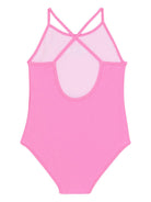 Costume da bagno per bambina Balmain Kids rosa con stampa logo BYCA09 Z0005 552BC BALMAIN KIDS 