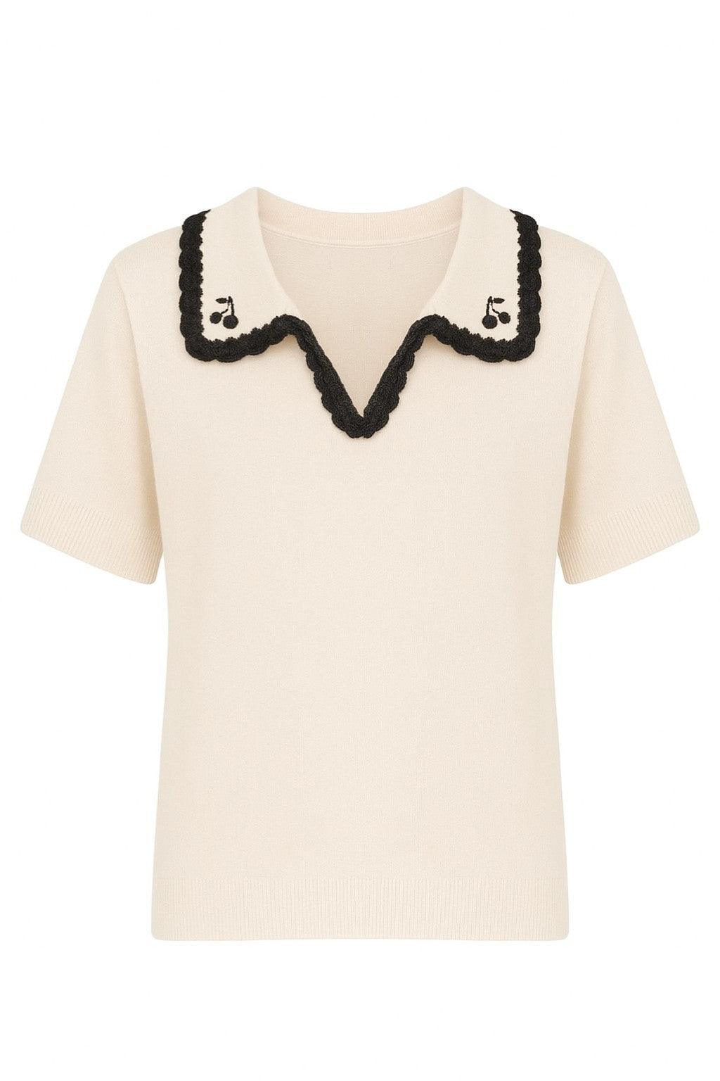 T-shirt per bambina Bonpoint beige con ricamo ciliegie S06GJUK00006 103 BONPOINT KIDS 