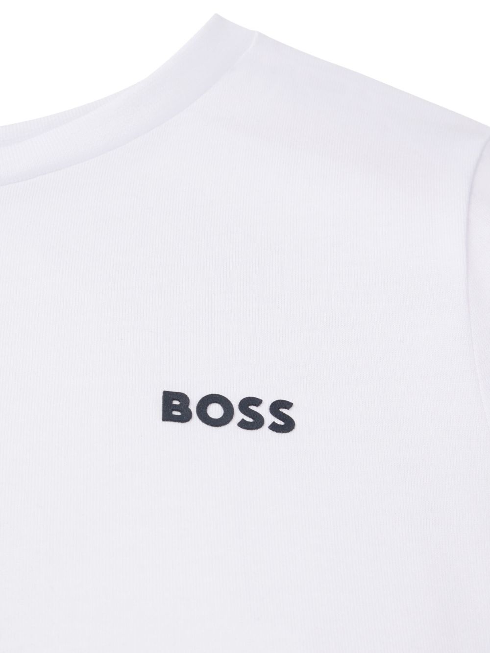 T-shirt da bambino Boss Kids bianca con stampa con logo J25P23 10P BOSS KIDS 