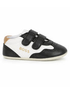 Scarpine primi passi per neonato Boss Kids bianche e nere con design a inserti J53243 09B BOSS KIDS 