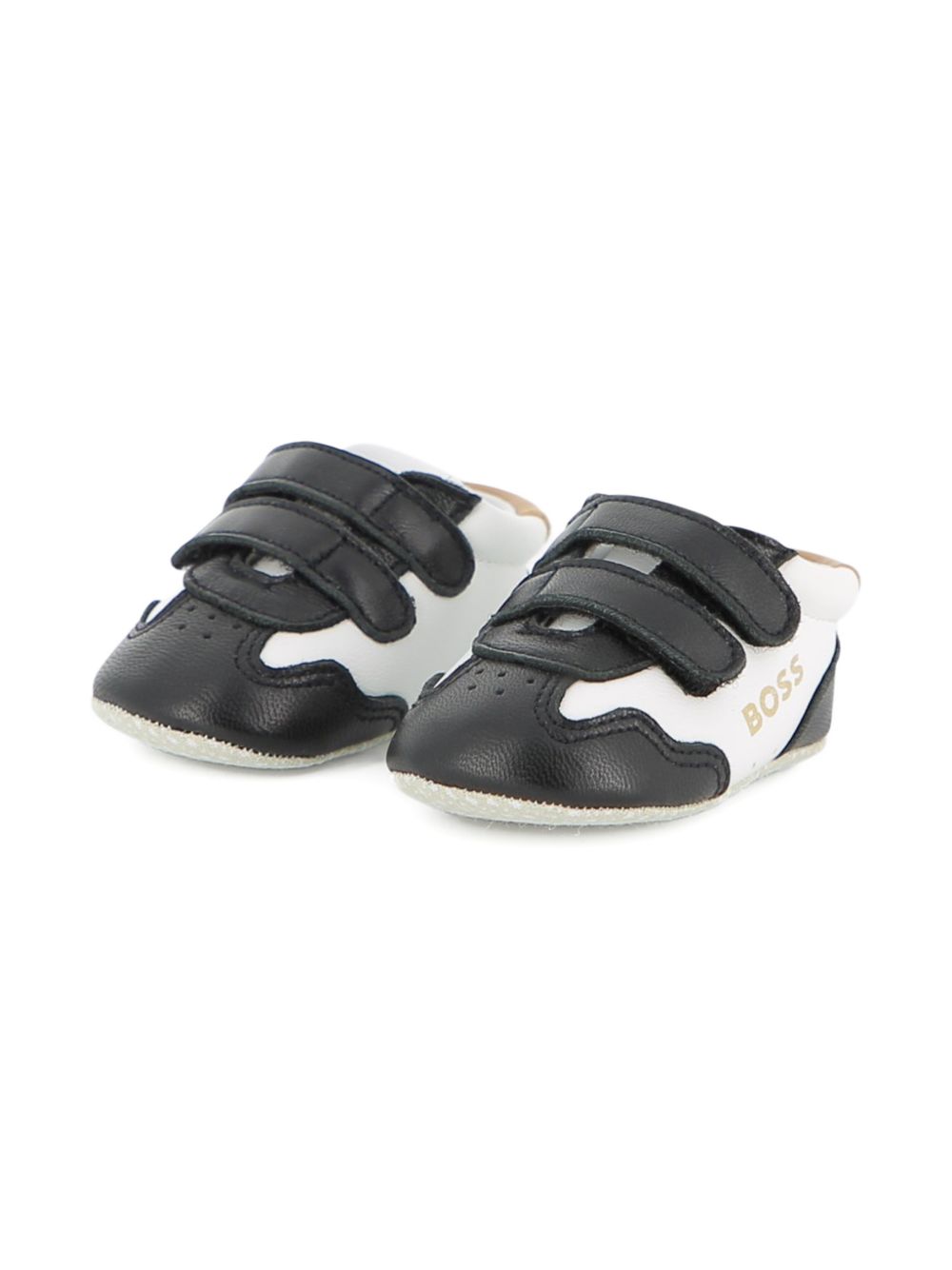 Scarpine primi passi per neonato Boss Kids bianche e nere con design a inserti J53243 09B BOSS KIDS 
