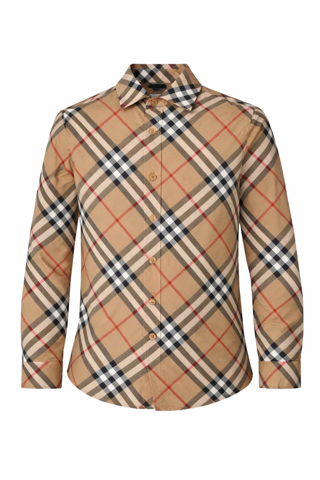 Camicia in cotone con motivo vintage check per bambino Burberry Kids beige con colletto alla francese 8088966 B9368 BURBERRY KIDS 