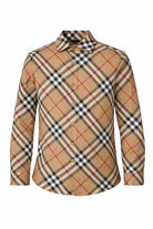 Camicia in cotone con motivo vintage check per bambino Burberry Kids beige con colletto alla francese 8088966 B9368 BURBERRY KIDS 