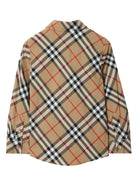 Camicia in cotone con motivo vintage check per bambino Burberry Kids beige con colletto alla francese 8088966 B9368 BURBERRY KIDS 