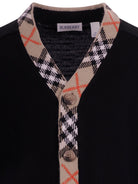 Cardigan per bambino Burberry kids nero con rifiniture a quadri 8117201 A1189 BURBERRY KIDS 
