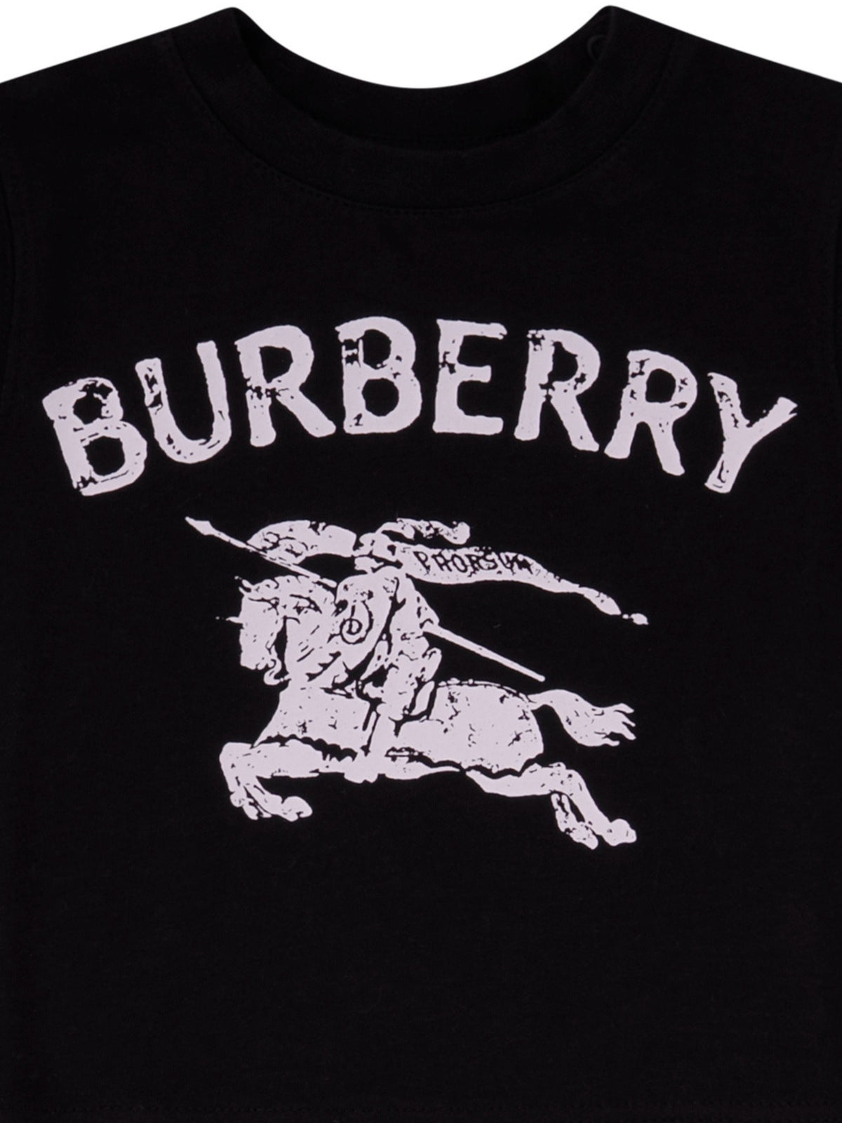 T-shirt per neonato Burberry Kids Equestrian Knight Design nero con stampa logo 8121190 A1189 BURBERRY KIDS 