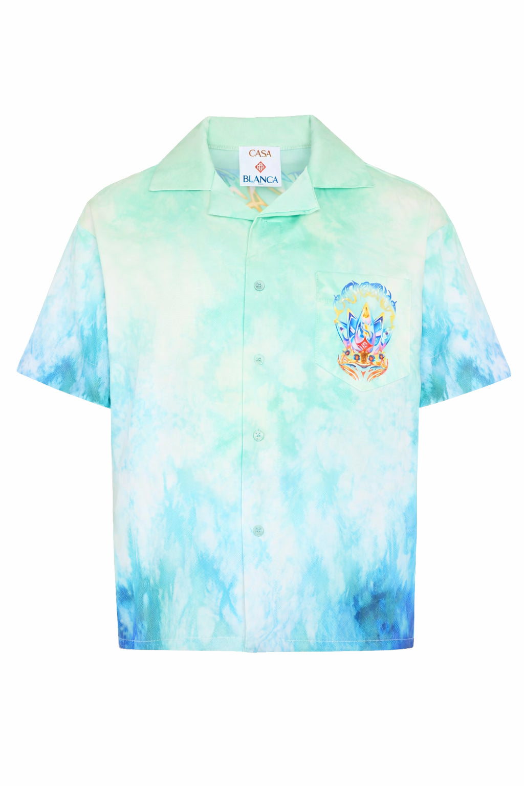 Camicia per bambino Casablanca Kids blu a maniche corte KSP26SH18001 SURF LOTUS CASABLANCA KIDS 