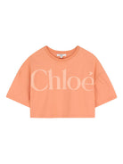 T-shirt per bambina Chloé Kids arancione con logo sul davanti C20859 43A CHLOE' KIDS 